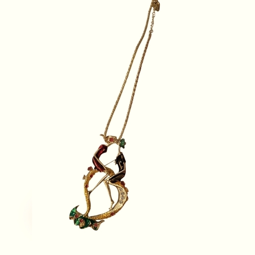 Elegant Gold and Red Necklace OR Brooch NWOT